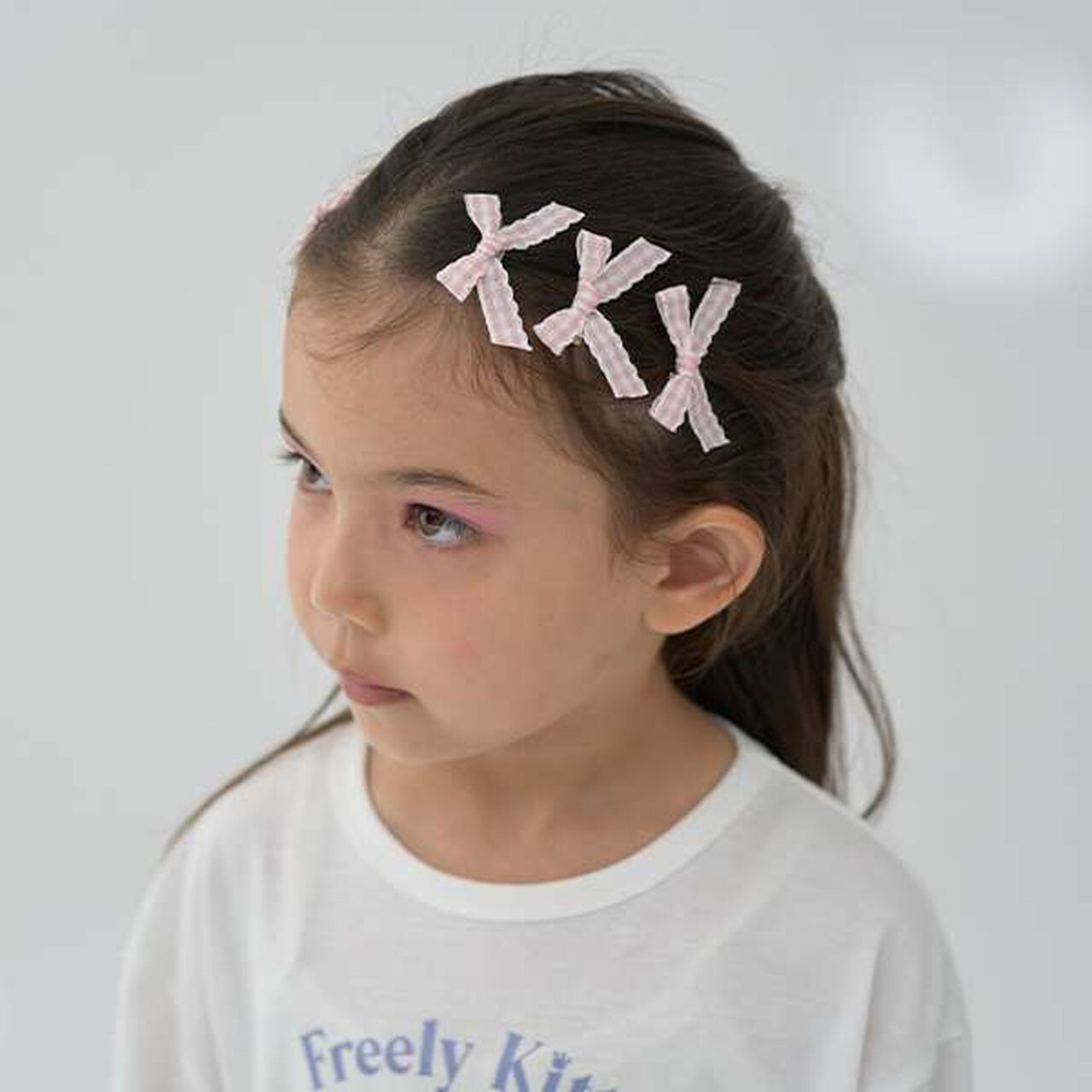 Check Ribbon Mini Hair Clips 6P Set,Black, large image number 15