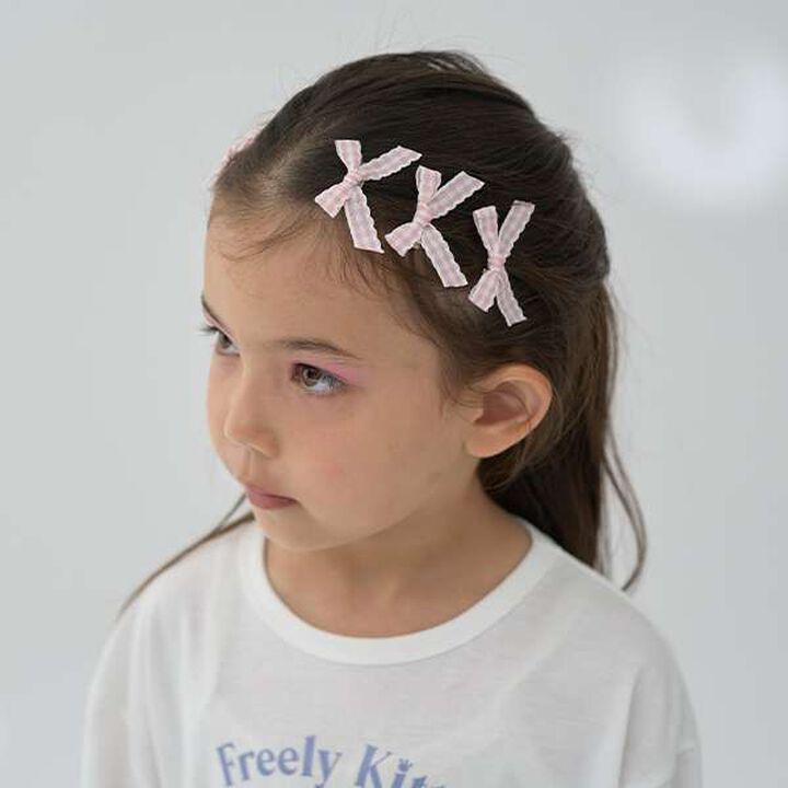 Check Ribbon Mini Hair Clips 6P Set,Black, medium image number 15