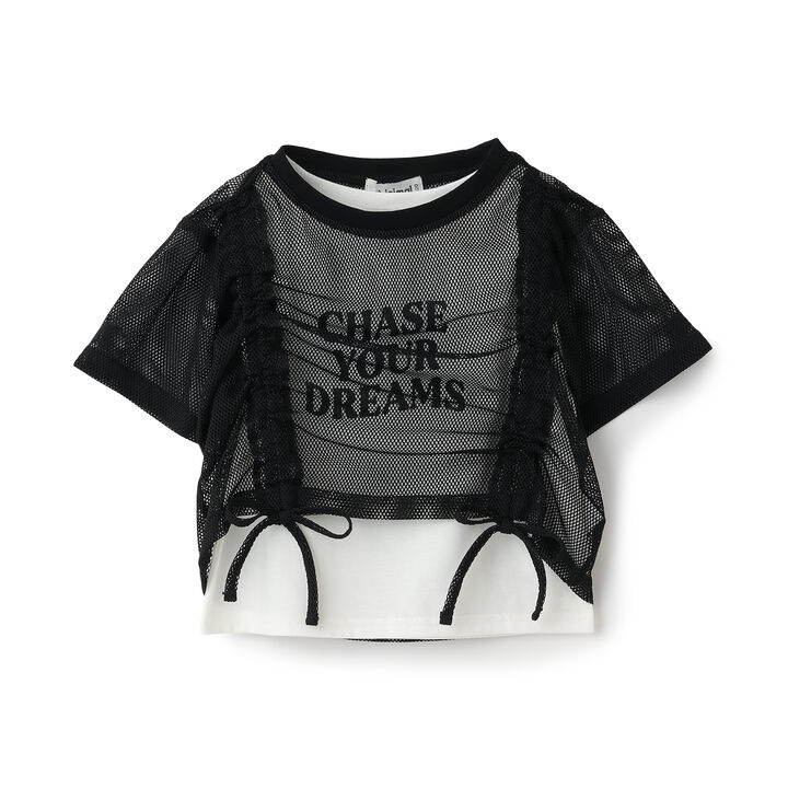 [Inner Lining Included] Mesh Drawstring Short Sleeve T-Shirt,Lavender, medium image number 14