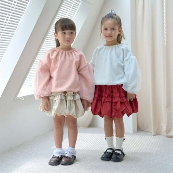 Frilled Balloon Skirt,Deep red, medium image number 9
