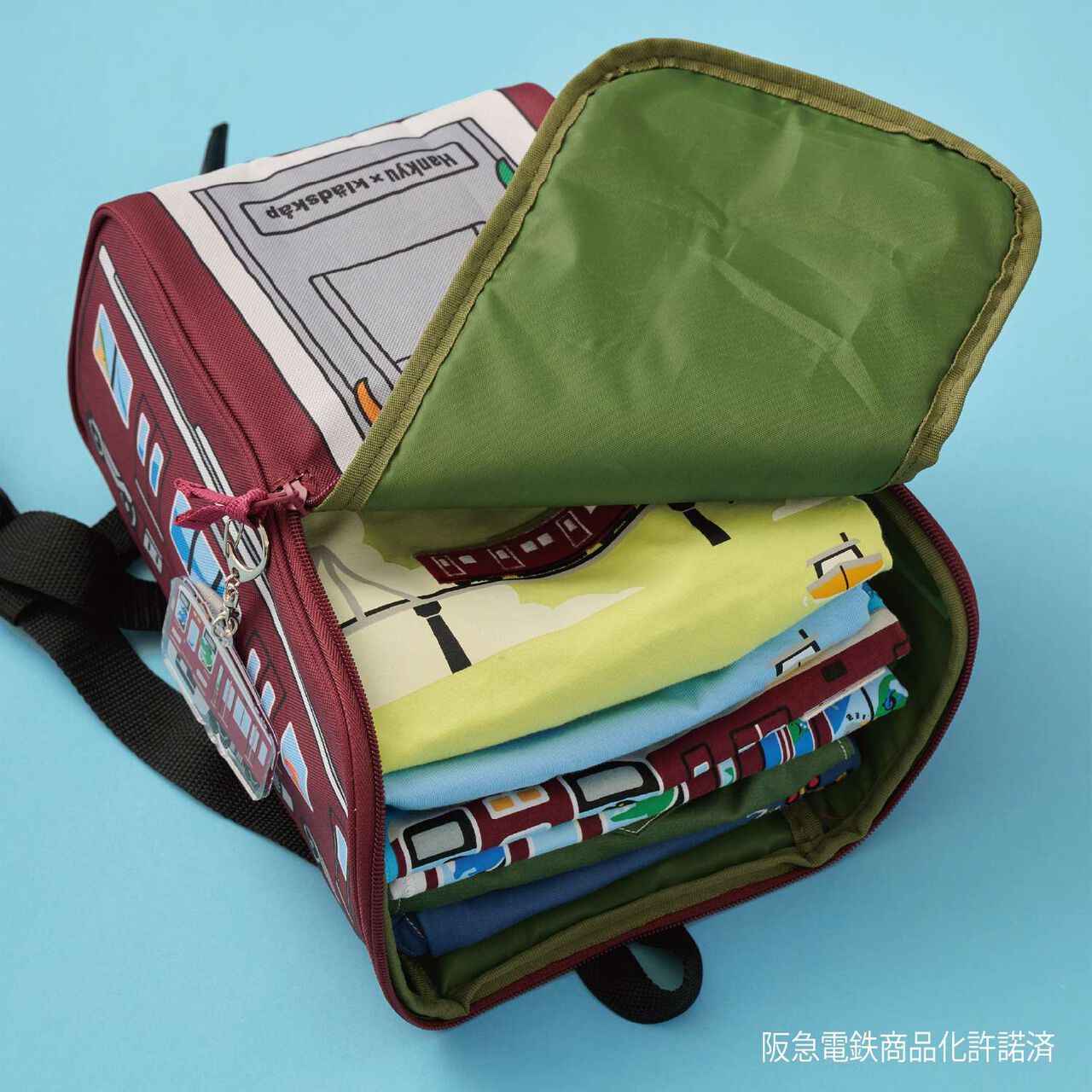 Hankyu Train Backpack,Deep red, large image number 15