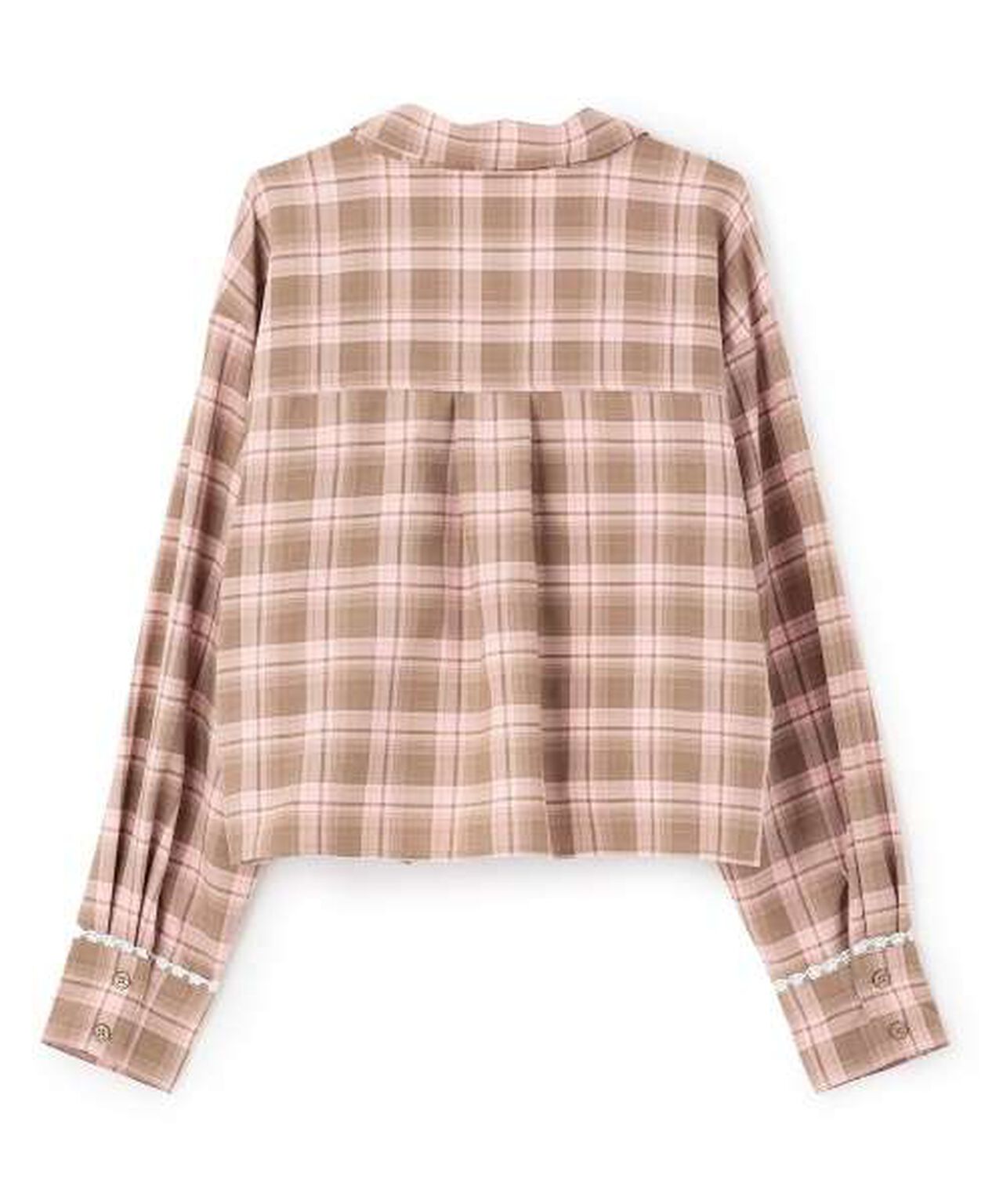 Checkered Shirt & Bustier Set,Pink, large image number 9