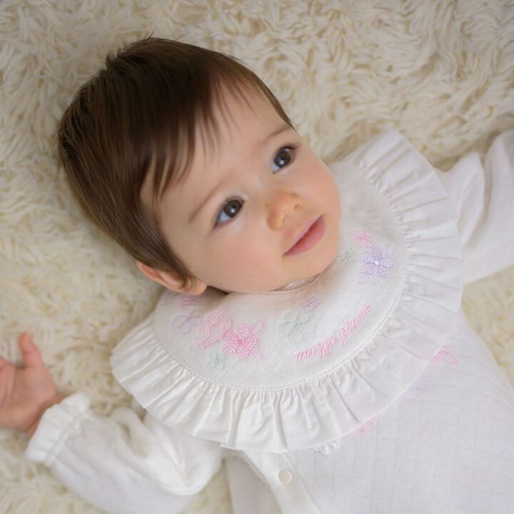 Floral Embroidery Frill Bib,, medium