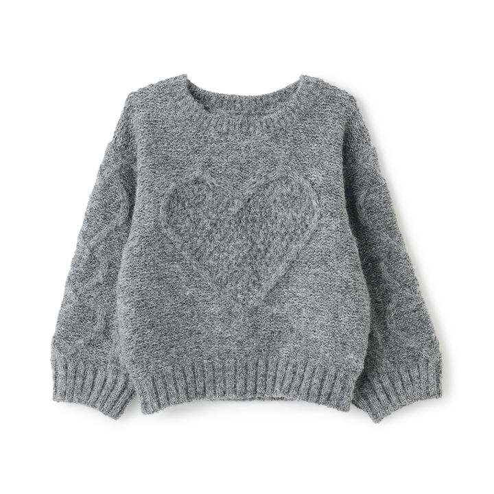 Link Heart Cable Knit,Top gray, medium image number 7