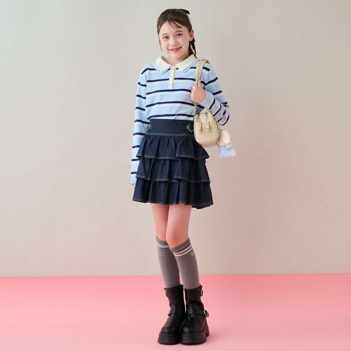 Stripe Pattern Polo Knitwear,Sax blue, medium image number 10