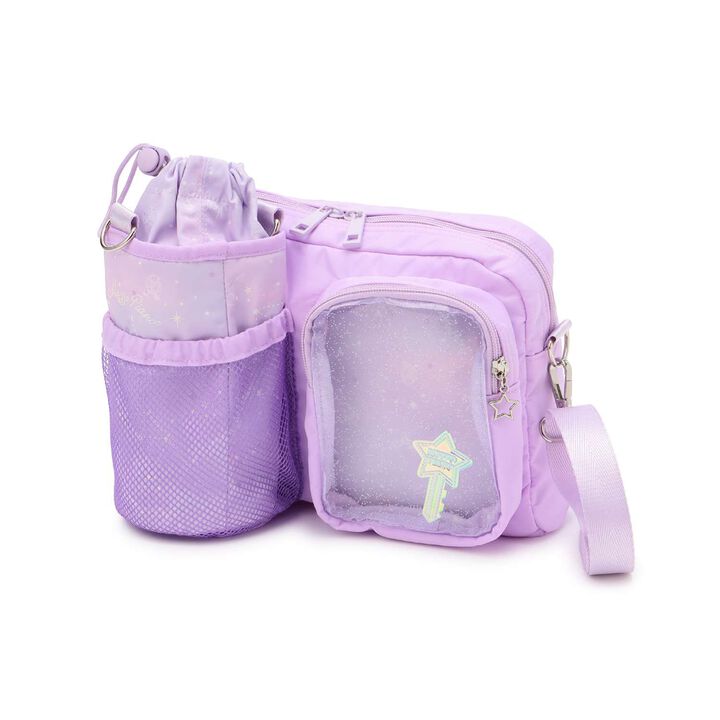 Glow-in-the-Dark Print Shoulder Bag with Bottle Holder,Lavender, medium image number 7