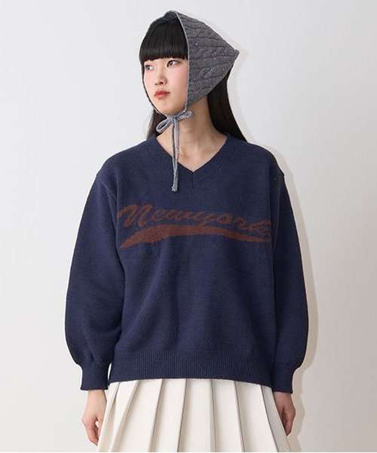 New York V-Neck Knitwear,Gray, large image number 14