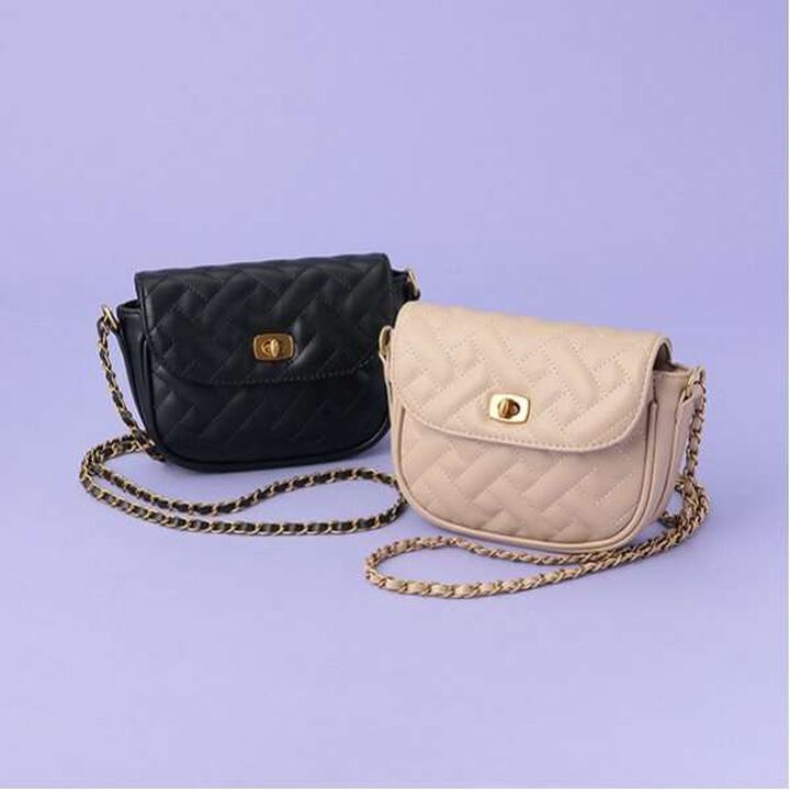 Quilted Shoulder Bag,Beige, medium image number 5