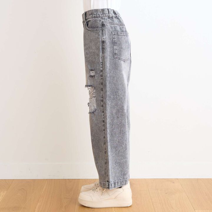 [LTXC/Cool Touch] Distressed Denim Wide Pants,Gray, medium image number 3