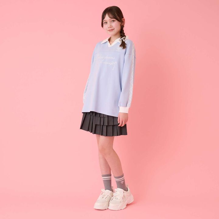 3-Tier Pleated Skirt-Pants with Letter Pouch,Gray, medium image number 19