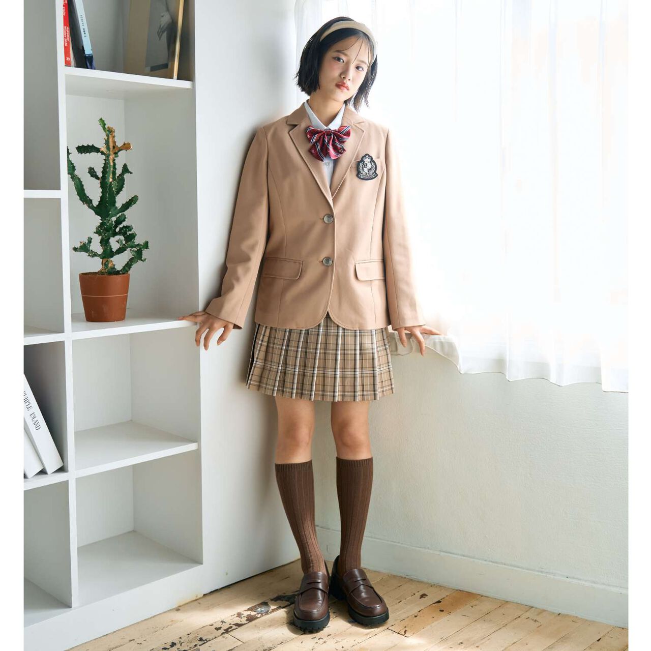 [Graduation Attire] Emblem Tailored Jacket,Beige, large image number 3