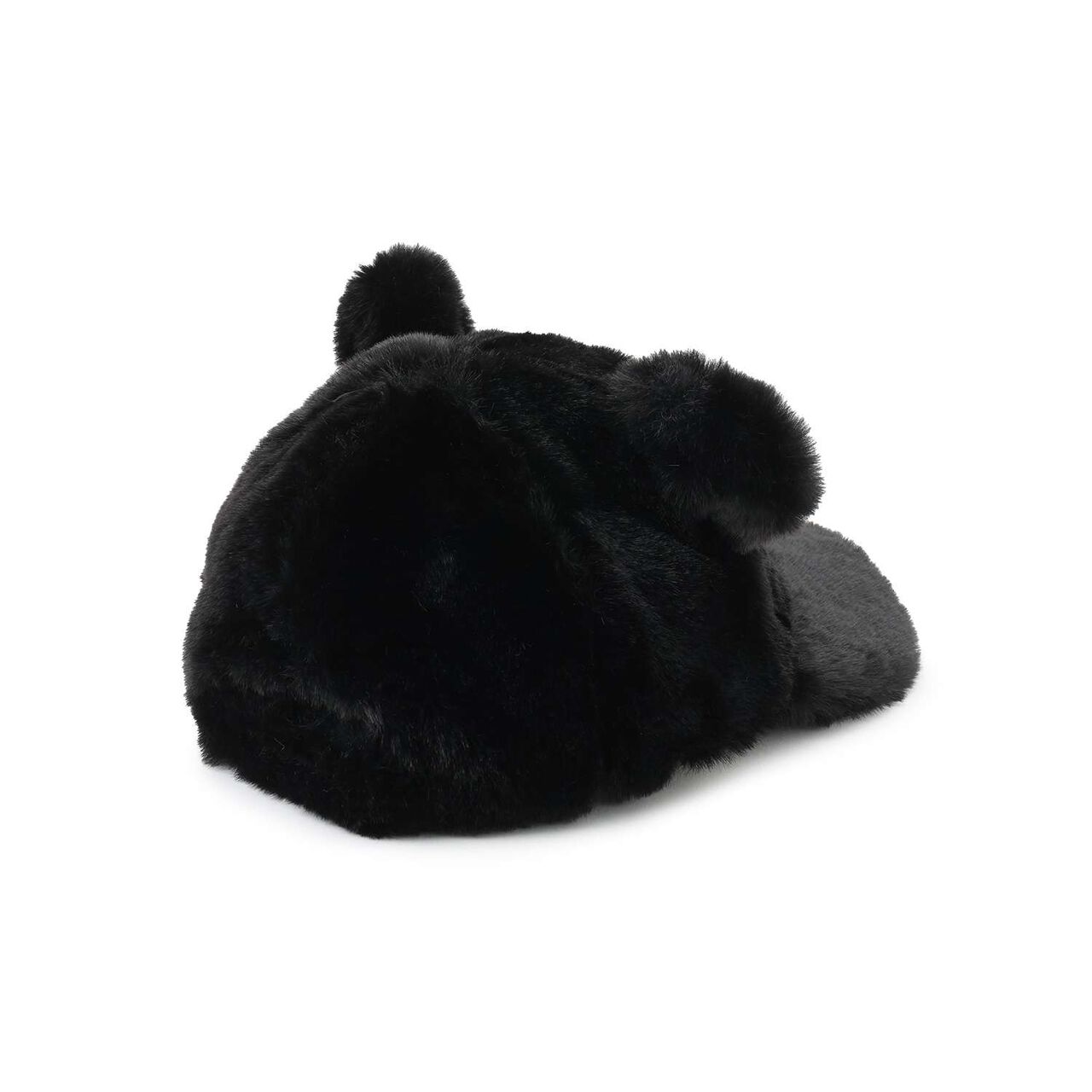 Furry Cap with Ears,Black, large image number 1