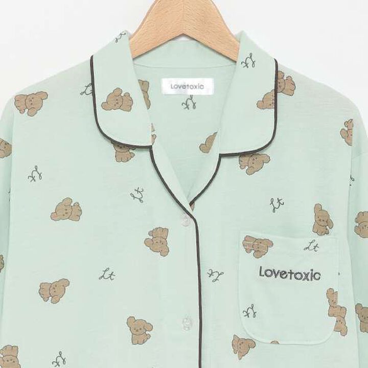 Dog Print Long Pants Pajama,Light green, medium image number 4