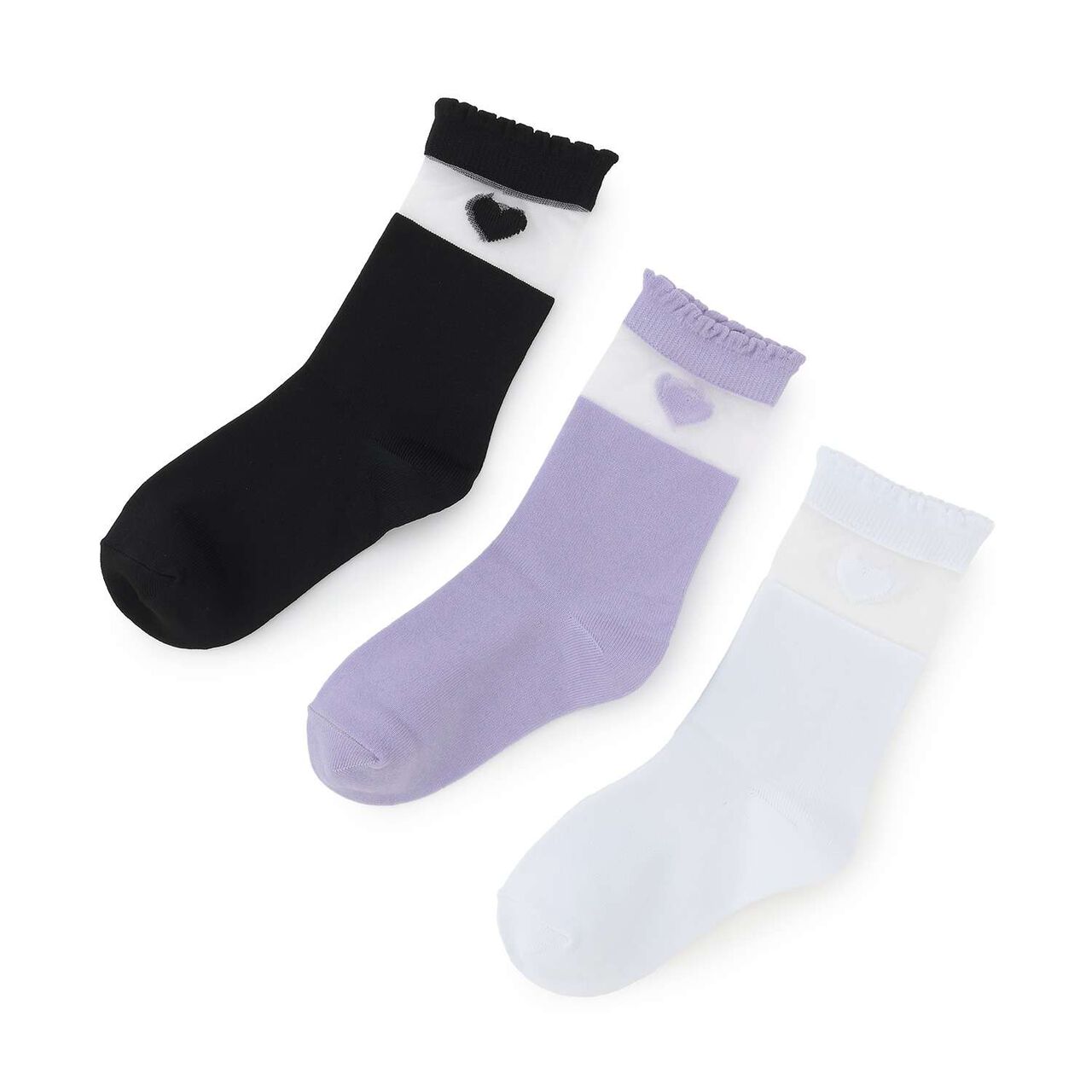 Heart Sheer Socks,Black, large image number 3