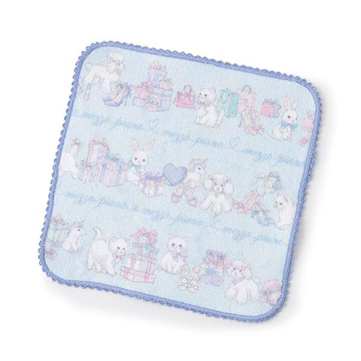 Shopping Pattern Hand Towel,Light blue, medium image number 0