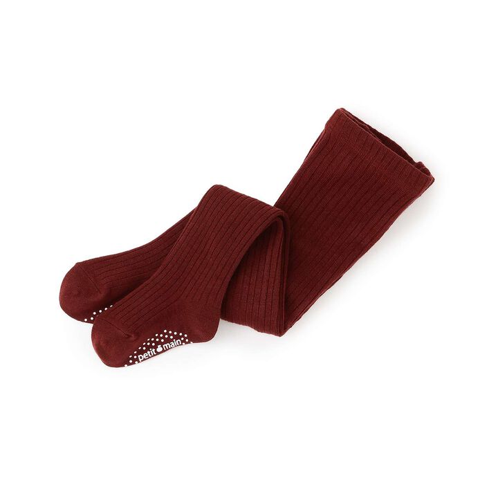 Wool Blend Ribbed Tights,Wine, medium image number 0