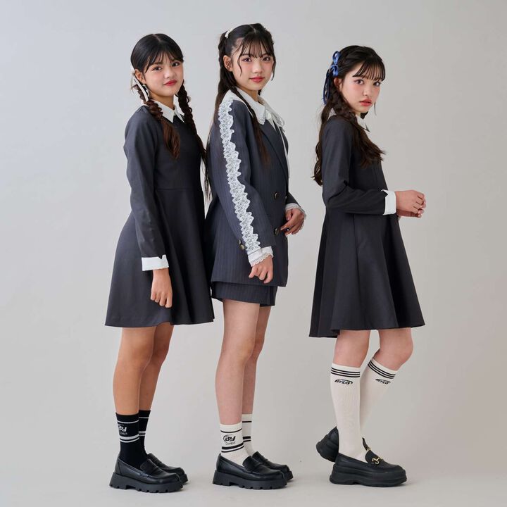 [Graduation Attire] Collared One-Piece Dress,Charcoal gray, medium image number 2