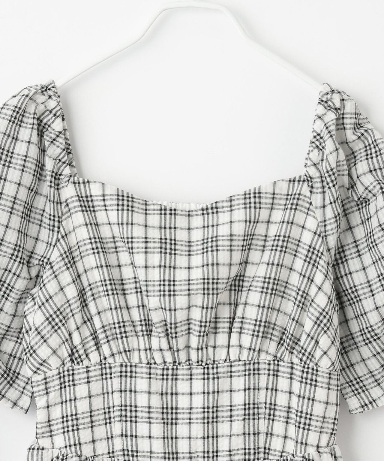 Shirred Sleeve One-Piece Dress [Korean Fashion],Off white, large image number 8