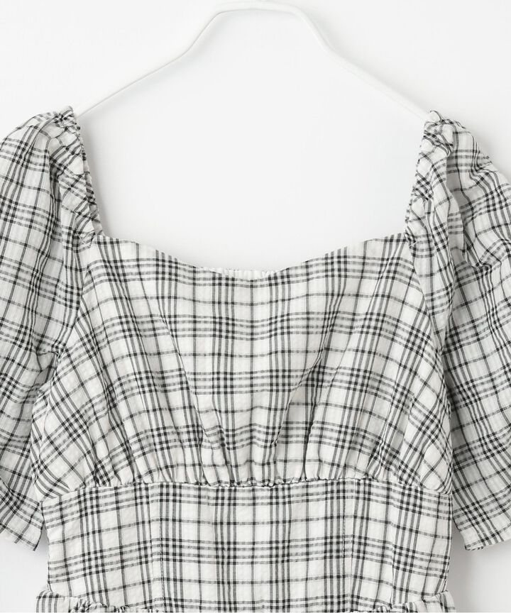 Shirred Sleeve One-Piece Dress [Korean Fashion],Off white, medium image number 8