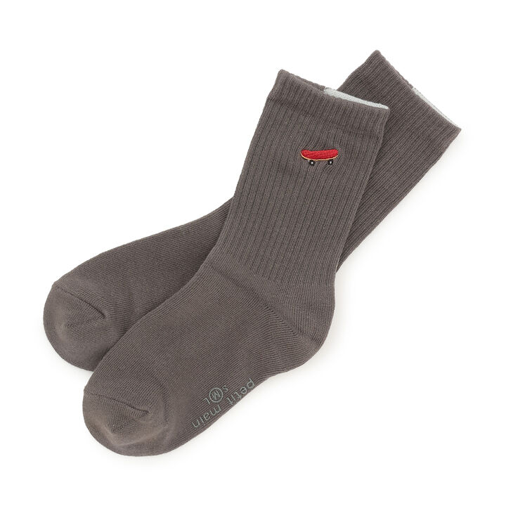 [365D.] Embroidered Accent Socks,Charcoal gray, medium image number 0