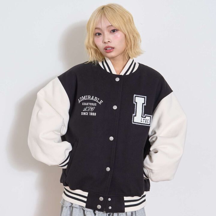 Reversible Quilted Varsity Jacket,Top gray, medium image number 1