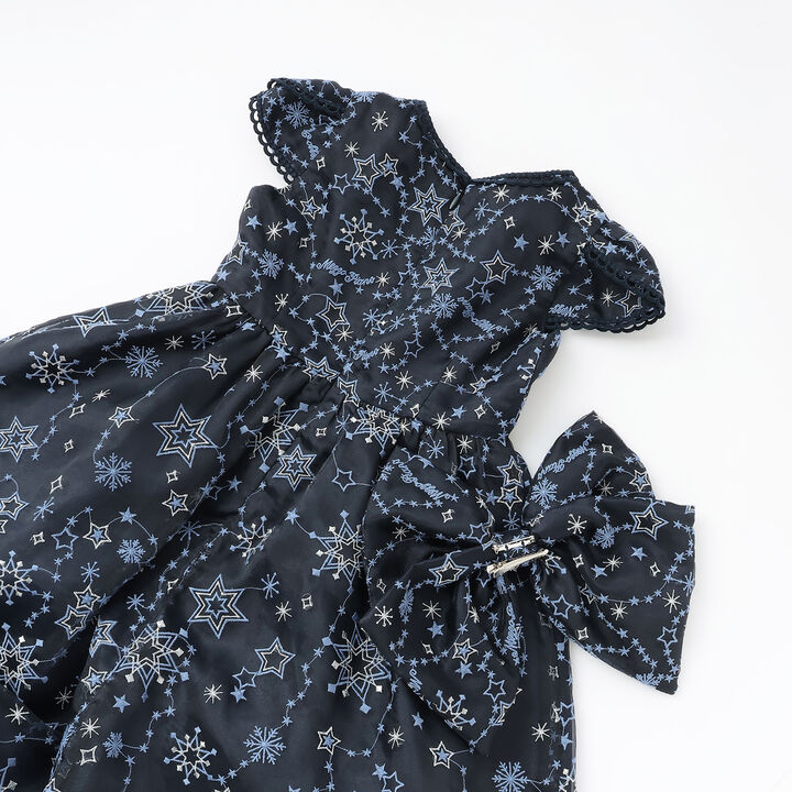 Sparkling Star Embroidery Dress,Navy, medium image number 8