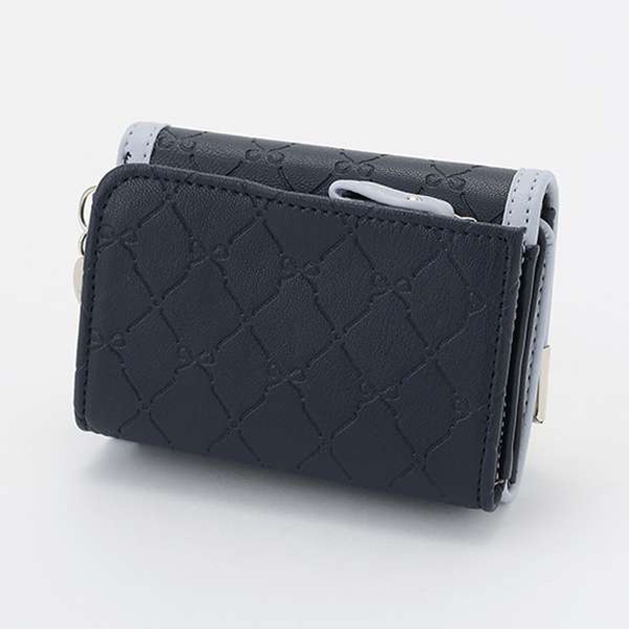 All-Over Pattern Ribbon Embossed Mini Wallet,Light blue, large image number 1