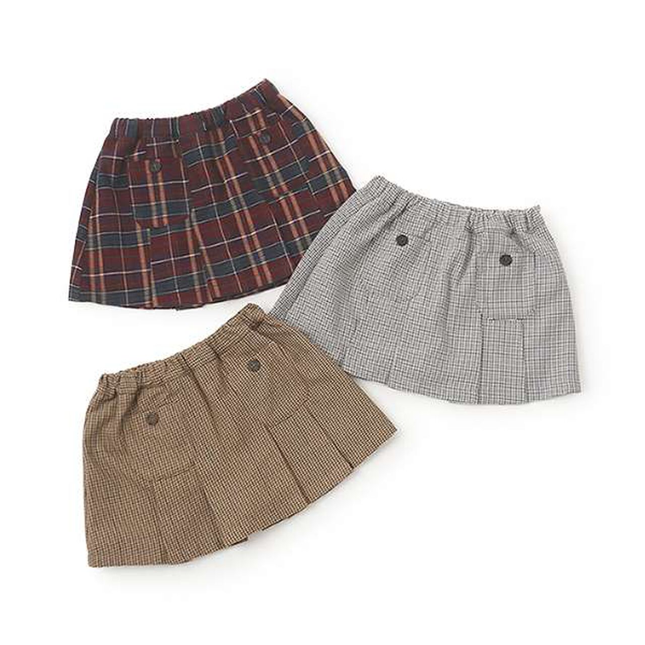 [Link] Check Pleated Skirt-Pants (Kids Size),Brown, large image number 4