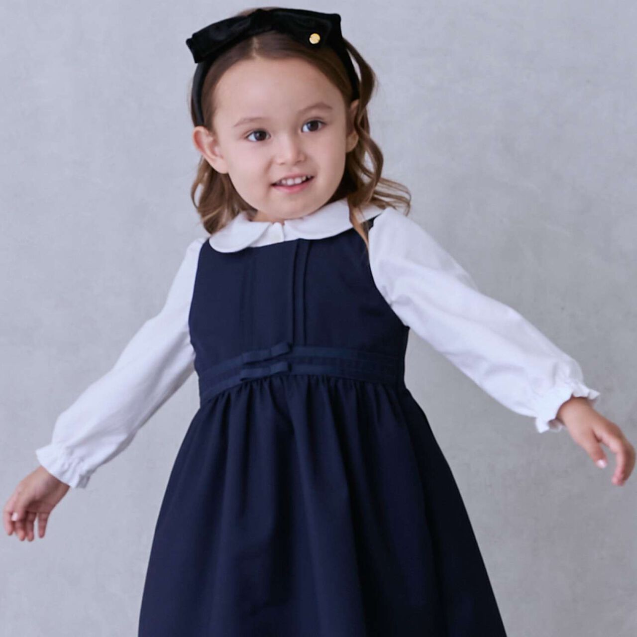 Semi-Formal Waist Ribbon Jumper Skirt,Greige, large image number 2