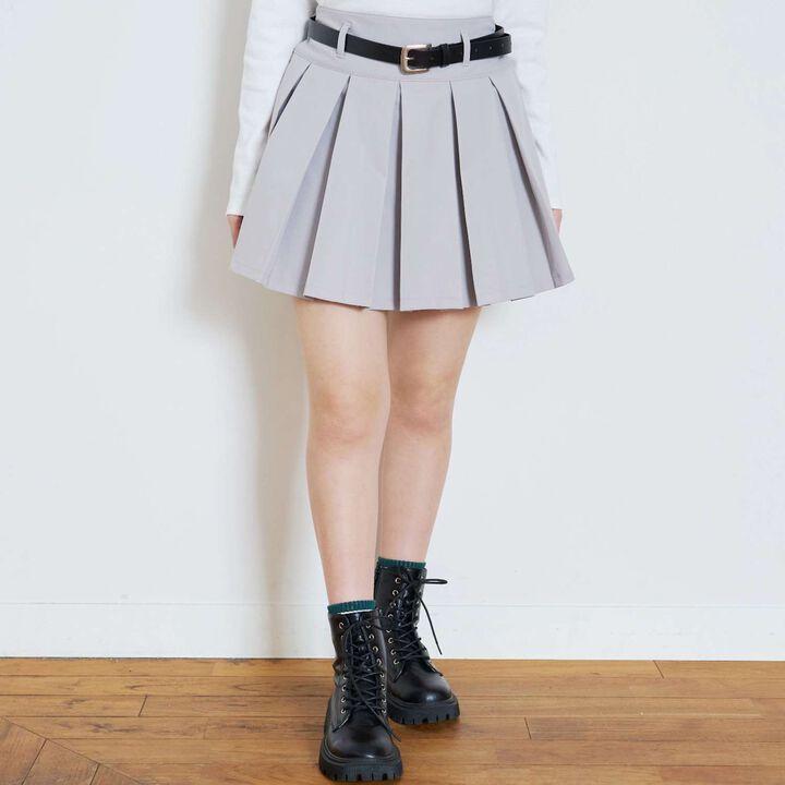 [Easy Care] Pleated Skirt with Belt,, medium