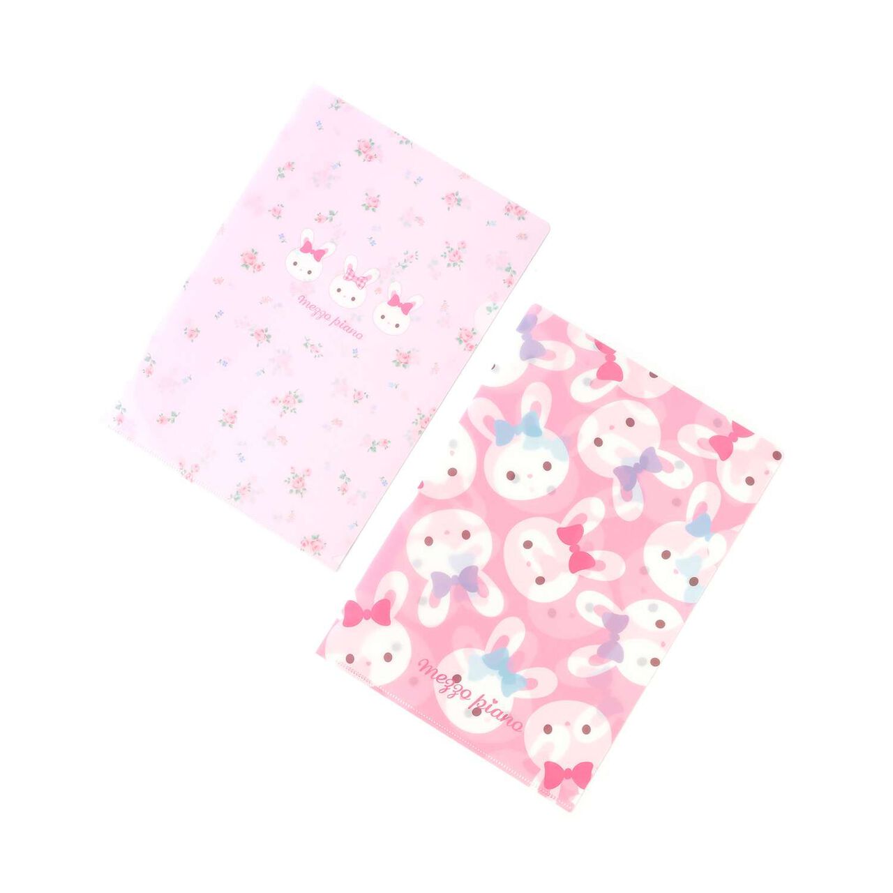 [mezzo piano Adults] Bunny Pattern Clear File 2-Piece Set,Light pink, large image number 0