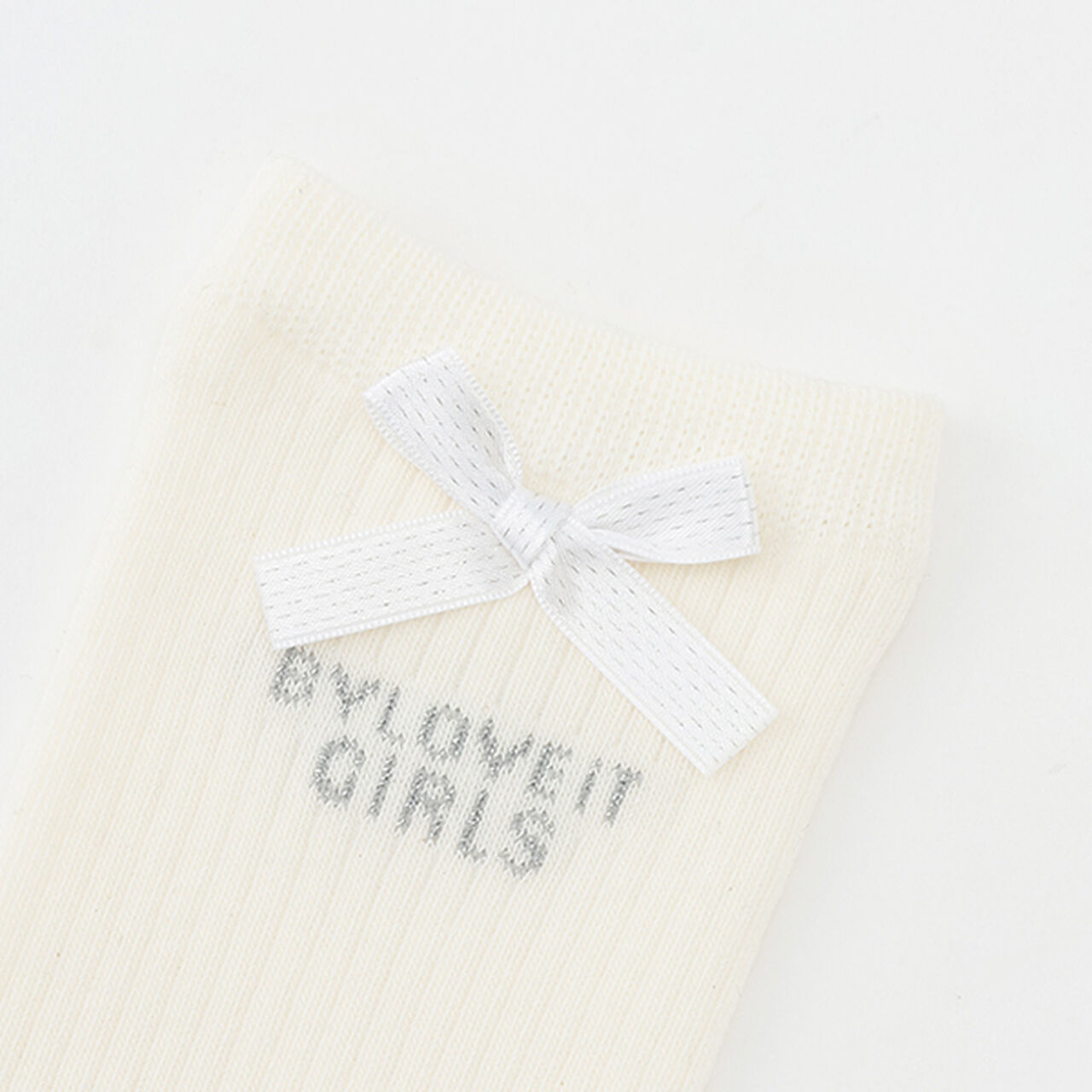 Knee-High Socks with Ribbon,Off white, large image number 1