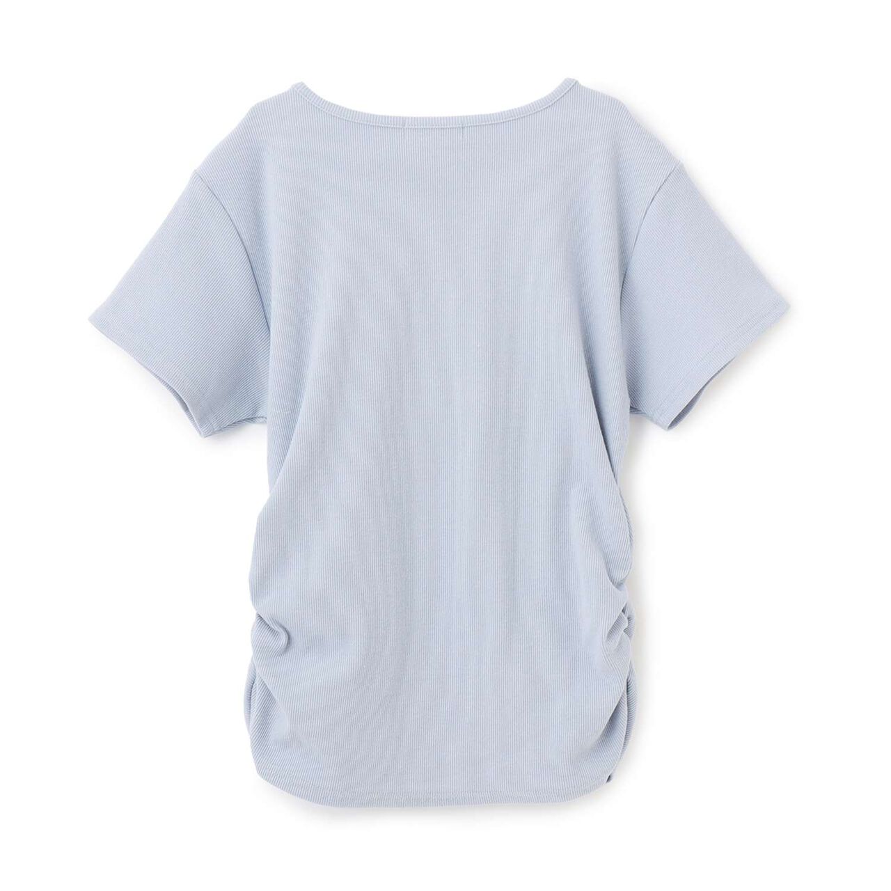 Lace-Up Ribbed Short-Sleeve T-Shirt,Top gray, large image number 12