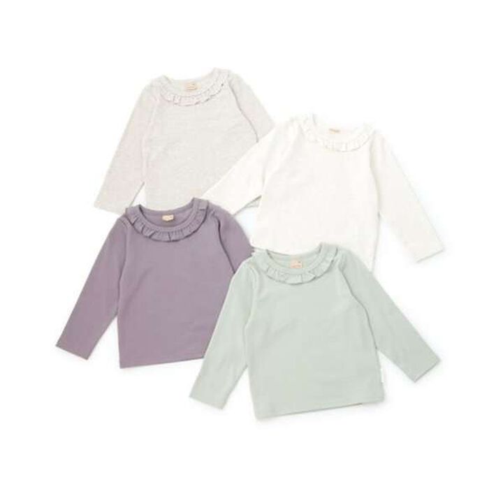 Fluffy Warmth Frill Long Sleeve T-Shirt,Gray, medium image number 3