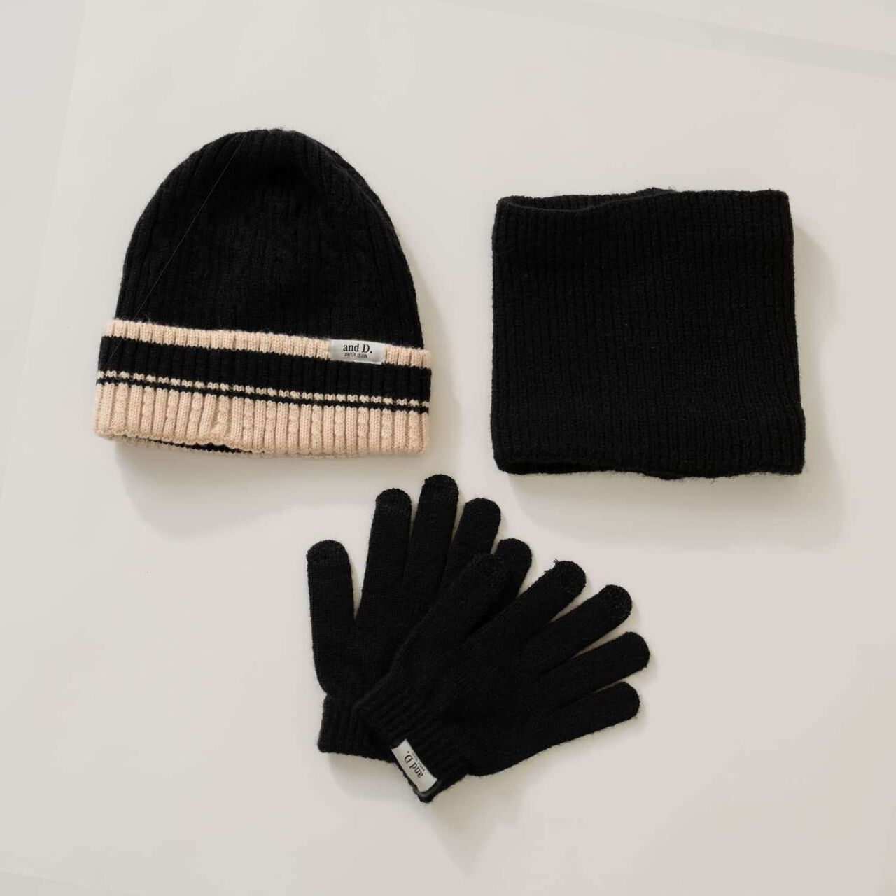 Knitwear Goods Set / Neck Warmer / Gloves / Beanie,Black, large image number 5