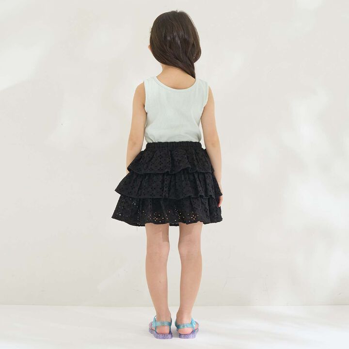 [100% Cotton] Cotton Lace Tiered Skirt with Inner Shorts [Kids Girls],Pearl white, medium image number 20