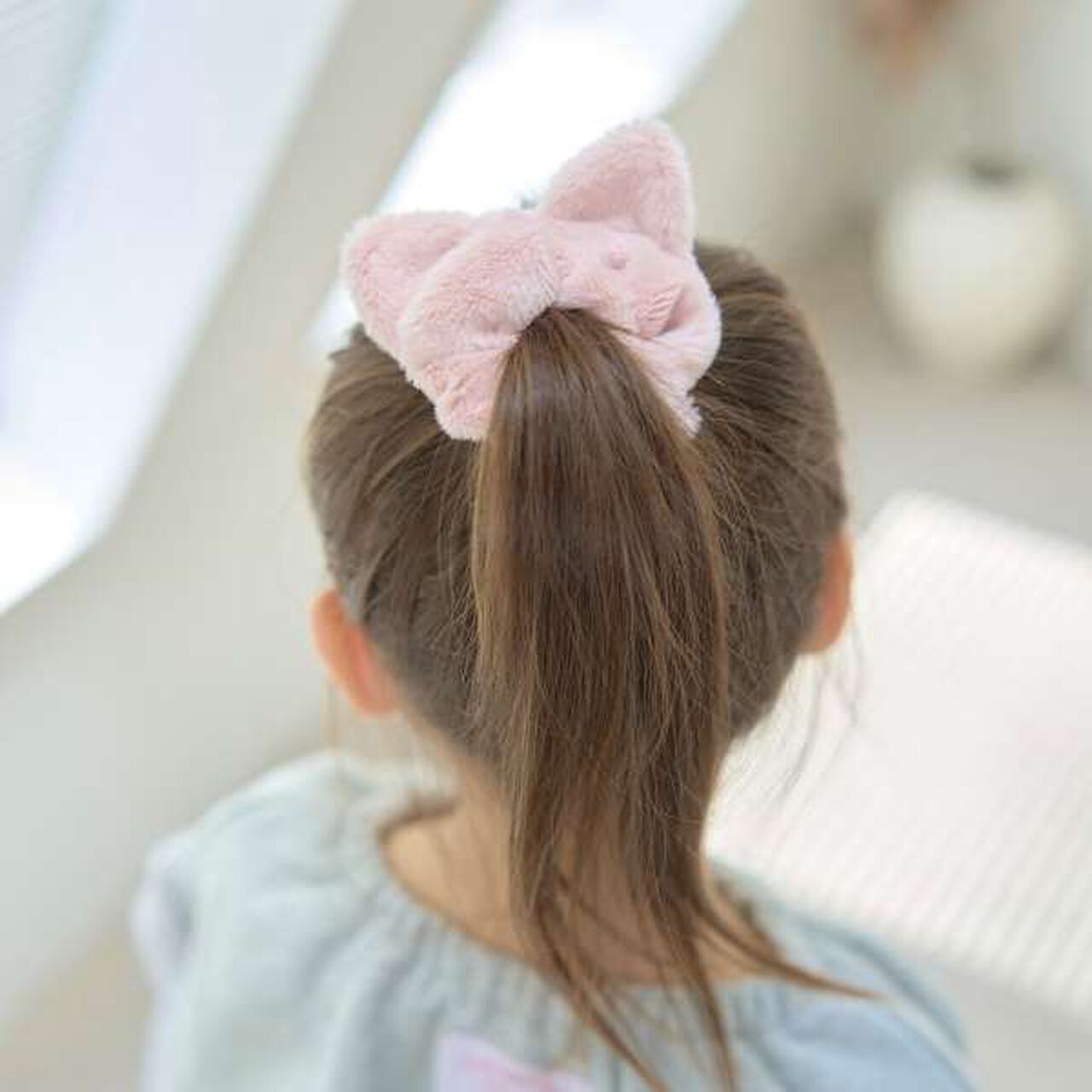 Cat Ear Faux Fur Hair Tie,Beige, large image number 7