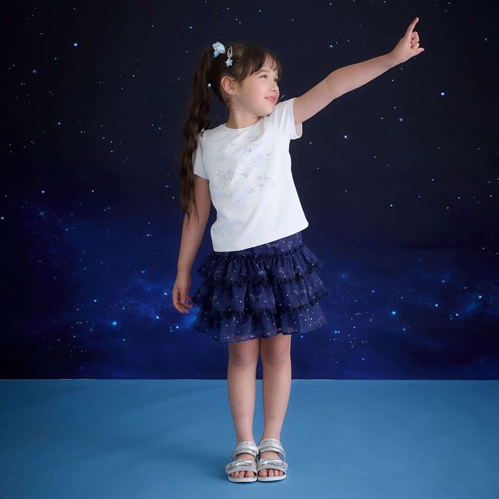 Zodiac Pattern Tiered Culotte Skirt,Navy, medium image number 5