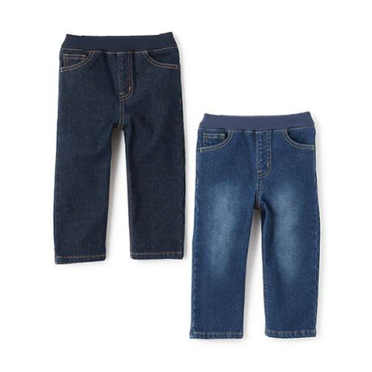 Wool Lined Denim Straight Pants,Blue, large image number 5
