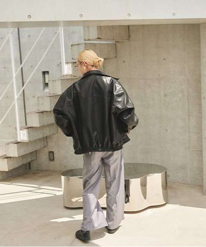 Semi-Wide Tuck Pants,Black, medium image number 5