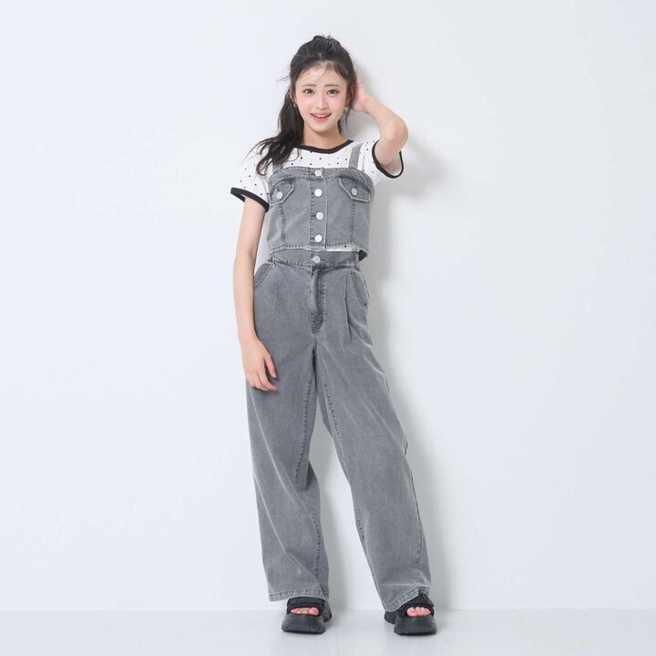 [LTXC / Cool Touch] Denim Pants and Bustier Set,Gray, medium image number 0