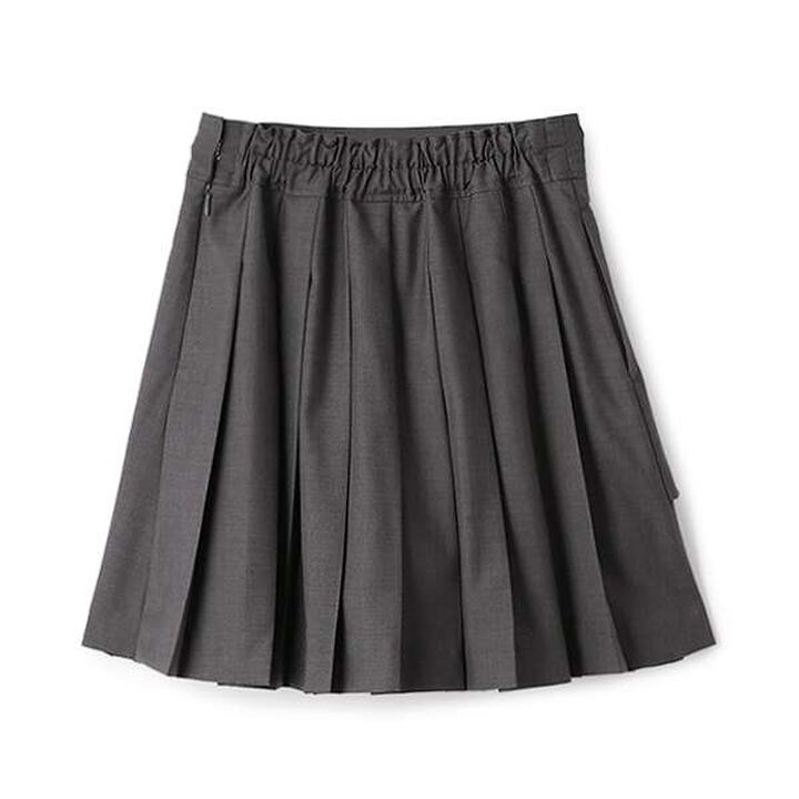 Lace-Up Ribbon Double Layer Pleated Skirt-Pants,Gray, medium image number 4