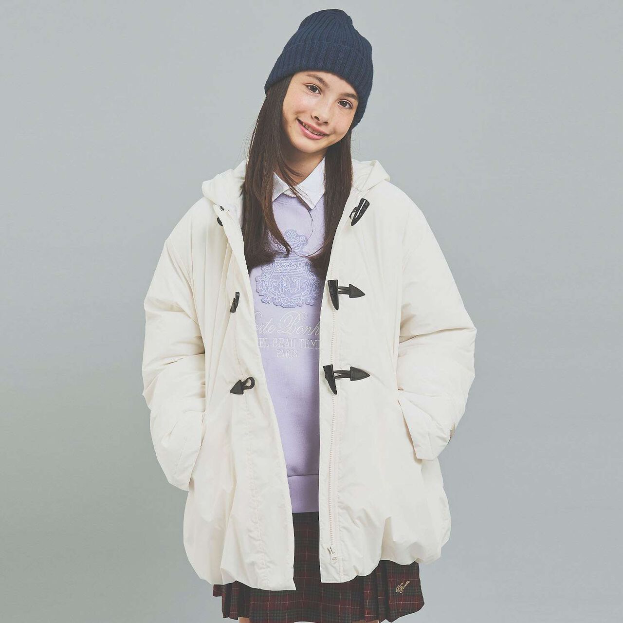 Water-Repellent Fiber Fill Duffle Coat,Off white, large image number 0