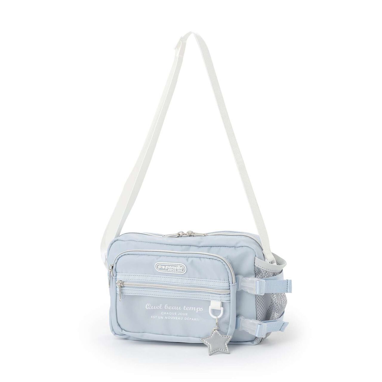Casual Shoulder Bag with Bottle Holder,Light blue, large image number 0