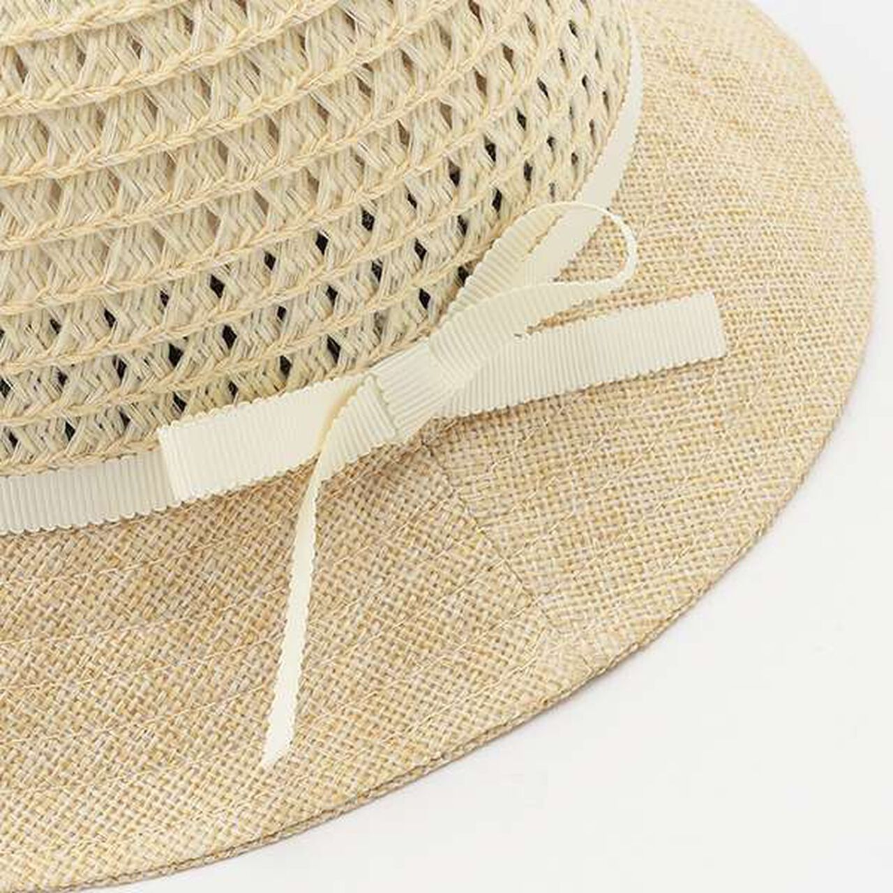Mixed Material Hat,Beige, large image number 2