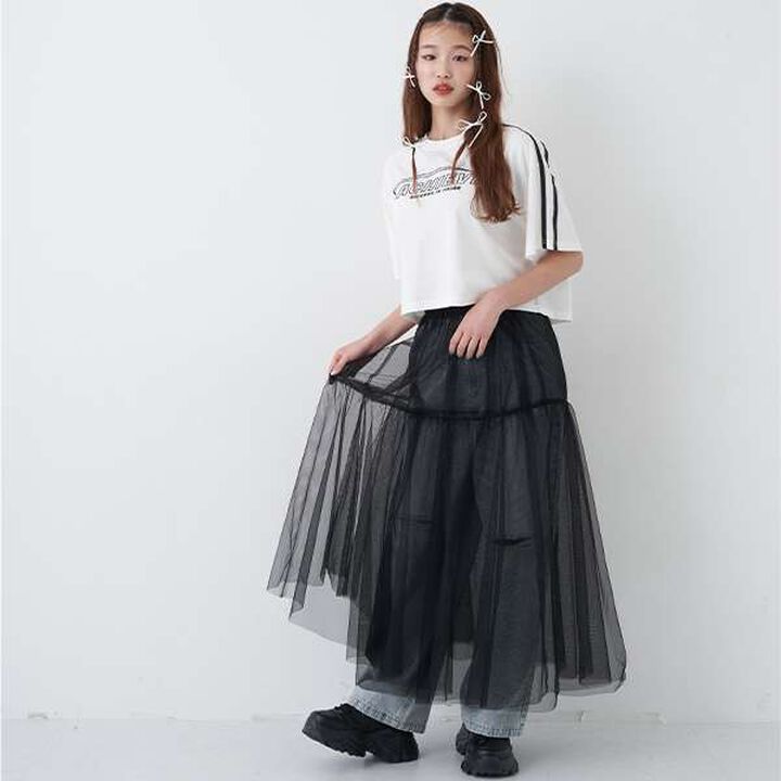 Glitter Tulle Tiered Skirt,Black, medium image number 5