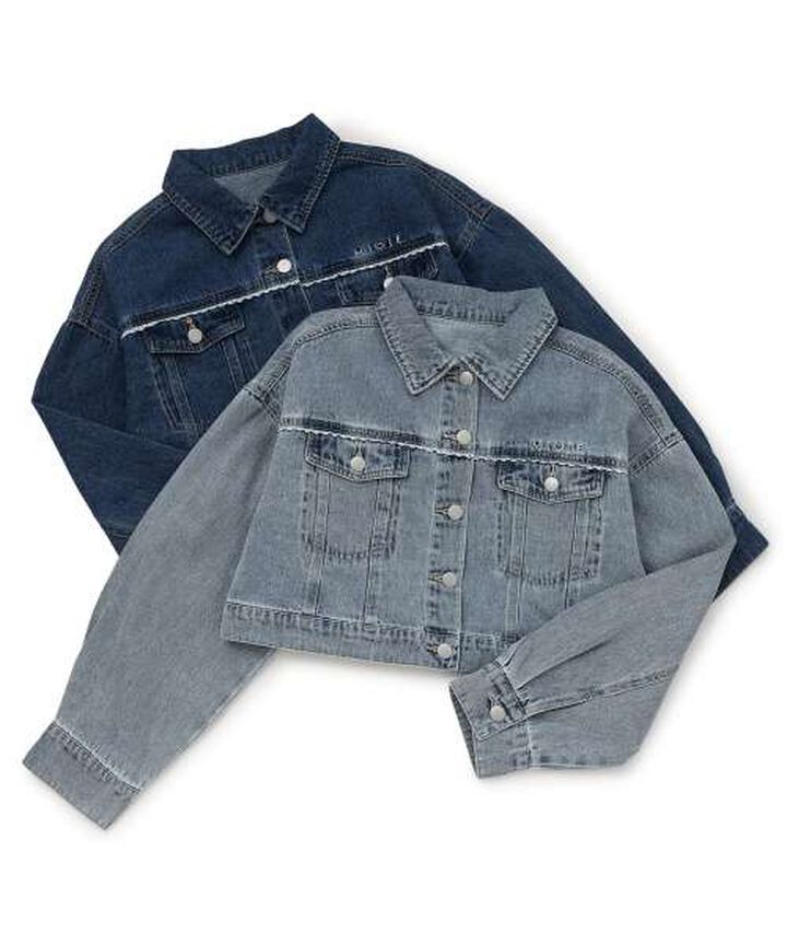 Motif Logo Denim Jacket,Deep blue, medium image number 7