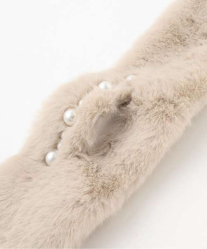 Pearl Line Fur Tippet,Off white, medium image number 3