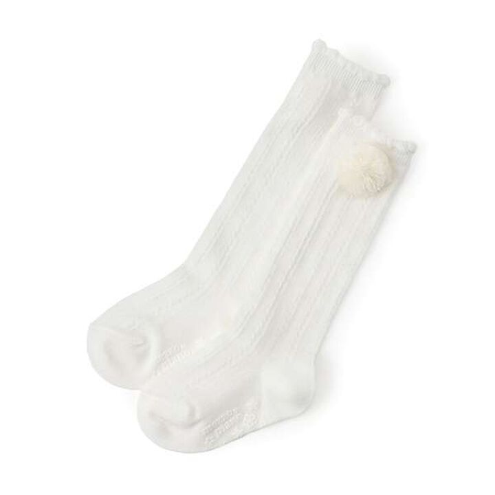 Bonten-Style Cable Knee-High Socks,Off white, medium image number 0