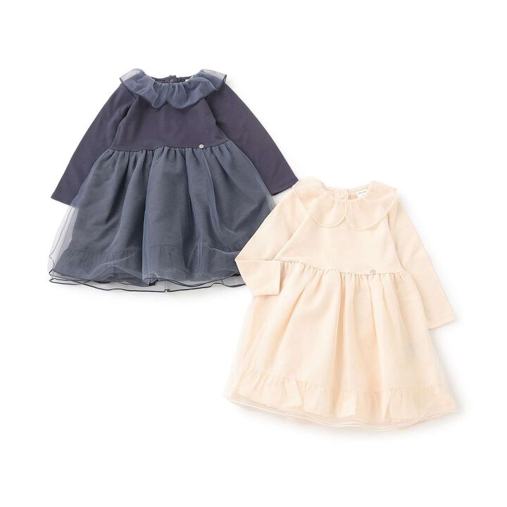 Tulle Docking One-Piece Dress,Light pink, medium image number 11